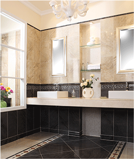 印度砂岩瓷砖风格洗手台一角美缝效果